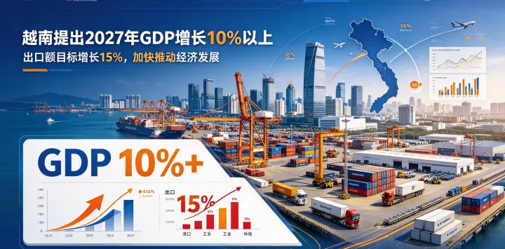 越南提出2027年GDP增长10%以上目标，出口额计划增长15%