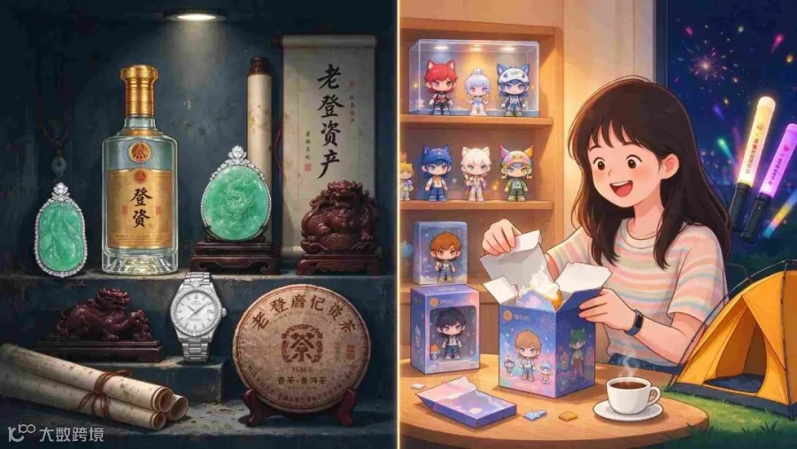 老登资产与悦己消费对比示意