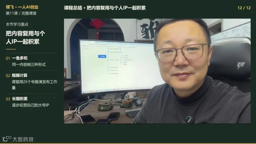 第11课真实画面：把内容复用、账号运营与个人IP积累串起来。