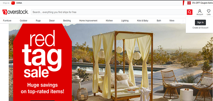 Overstock—美国知名购物平台和销售平台