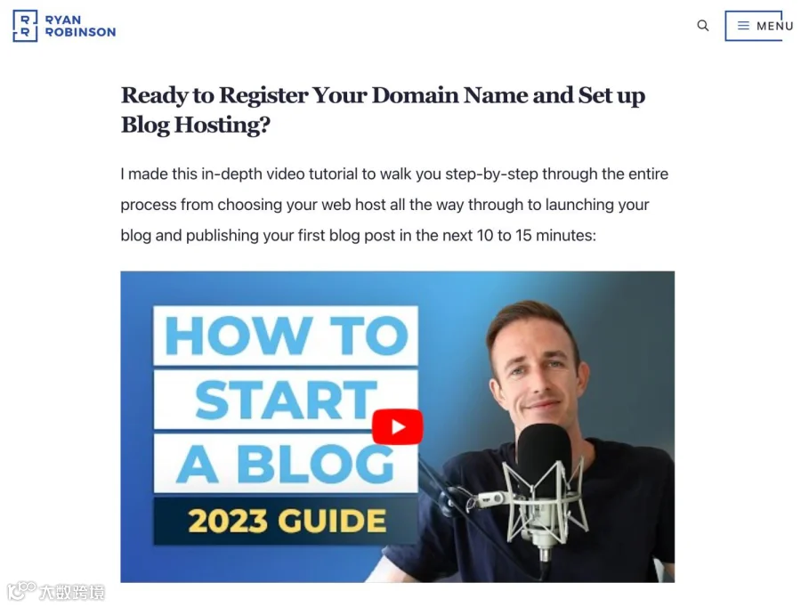 瑞安·罗宾逊在博客内容中嵌入YouTube视频。