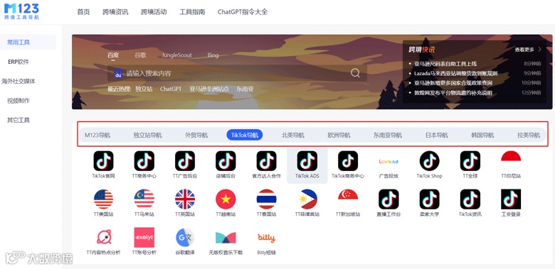 M123跨境工具导航-Tiktok跨境卖家工具导航