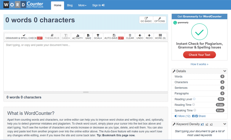 在线英语单词计数器：WordCounter