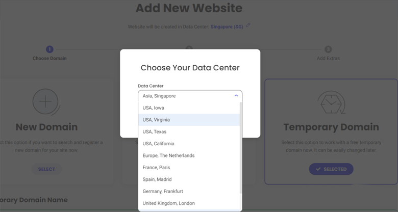 开始新的网站，选择wp，设置邮箱和密码。