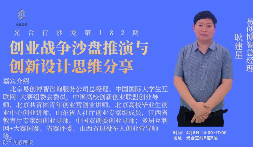 《光合行》沙龙第182期 创业战争沙盘推演与创新设计思维分享