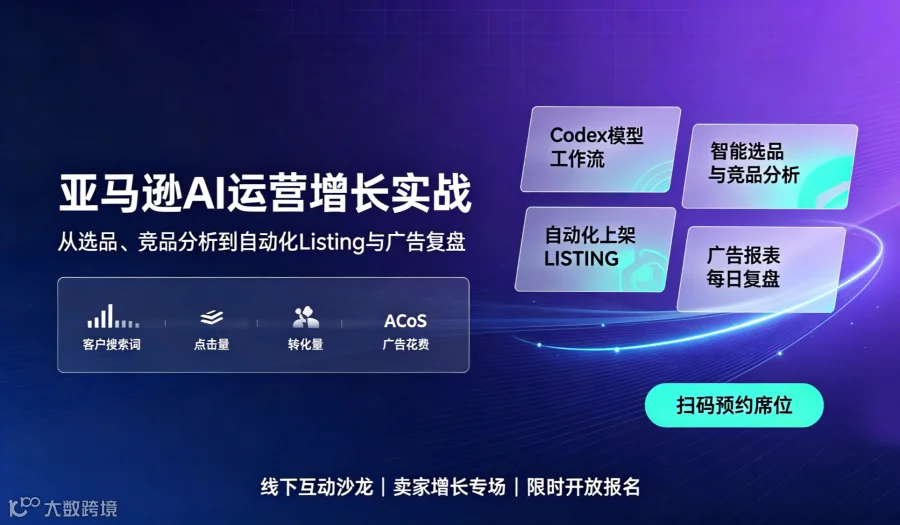 亚马逊 AI 运营增长实战免费公开课：从选品、Listing 到广告复盘的自动化工作流