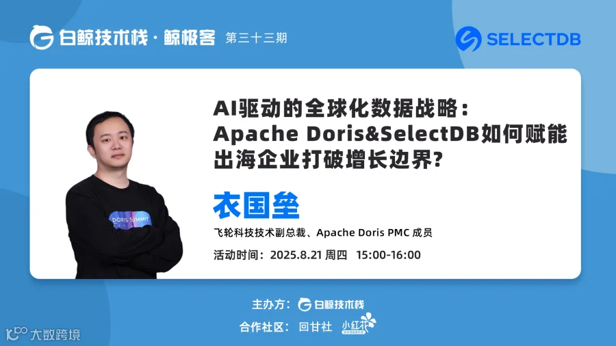 【白鲸技术栈】AI驱动的全球化数据战略：Apache Doris&SelectDB如何赋能出海企业打破增长边界?  · 第三十三期（2025-08-21）