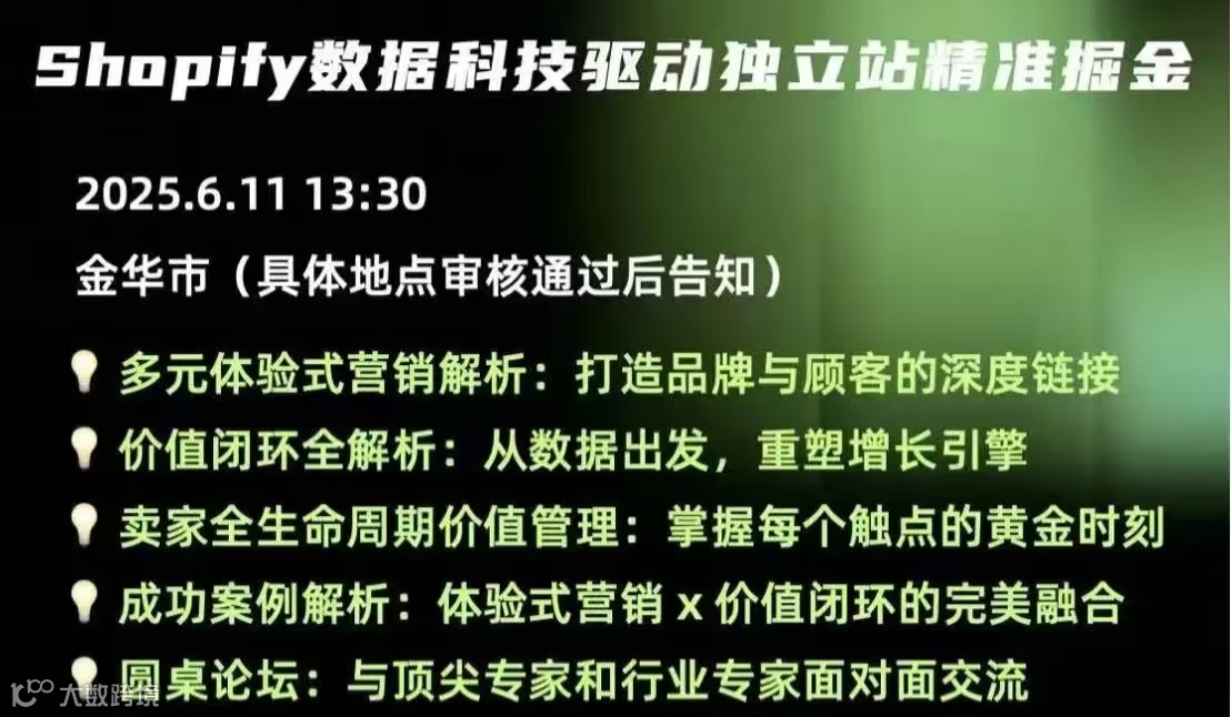 Shopify數據科技驅動獨立站精準掘金（Shopify官方內邀閉門沙龍）