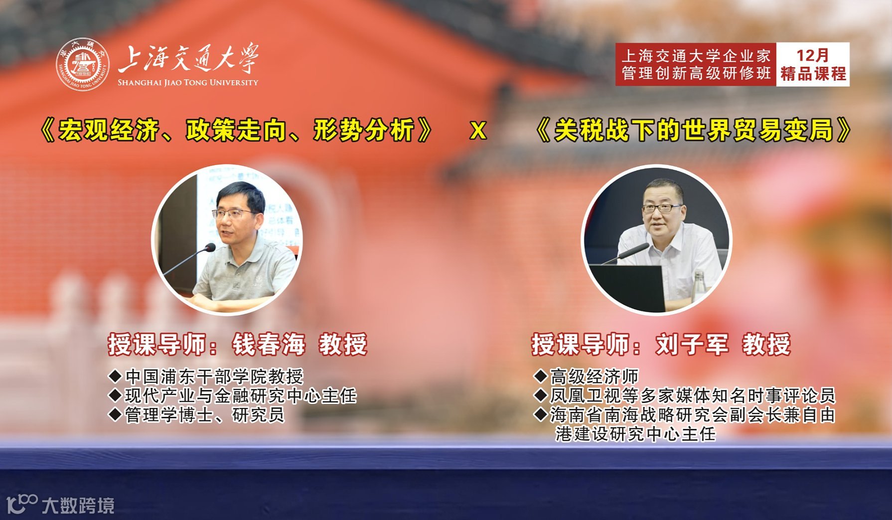 上海交大企业家管理创新班12月精品课程《宏观经济、政策走向、形势分析》与《关税战下的世界贸易变局》