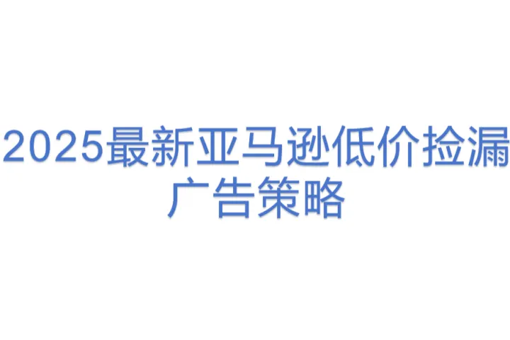 <em>2025</em><em>最新</em>亚马逊低价捡漏广告策略