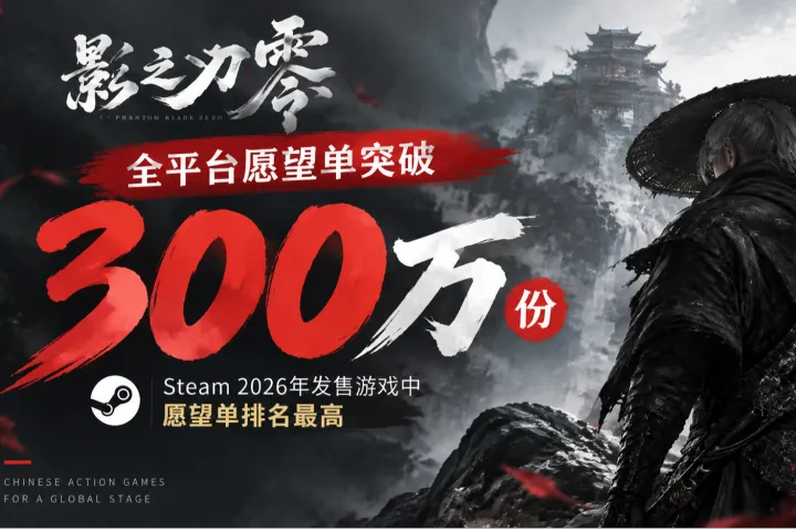 影之刃零愿望单破三百万，国产武侠3A把全球期待值拉满