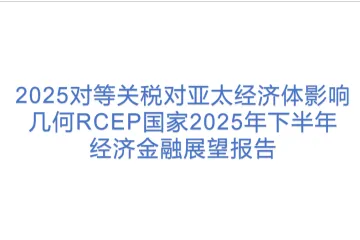 工银亚洲研究：2025对等关税对亚太经济体影响几何RCEP国家2025年下半年经济金融展望报告