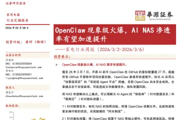 华源证券：OpenClaw（龙虾） 现象级火爆，AI NAS 渗透率有望加速提升