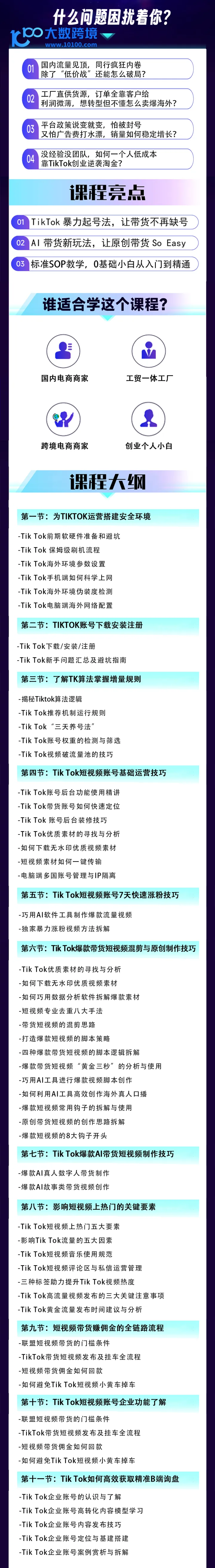跨境Tiktok+AI,无货源短视频全球带货,线上突击爆单营