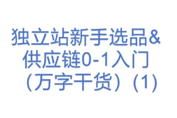 独立站新手选品&供应链0-1入门（万字干货）(1)
