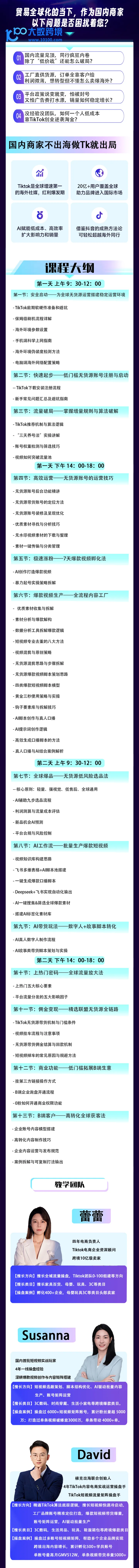 梯克出海｜TikTok无货源短视频爆单特训营｜0基础7天起号，AI批量生产内容，卖向全球