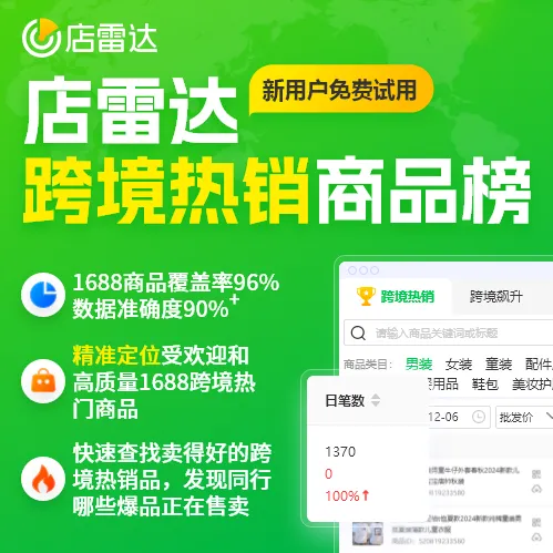 店雷达跨境选品工具 亚马逊、TikTok、temu、独立站选品1688货源