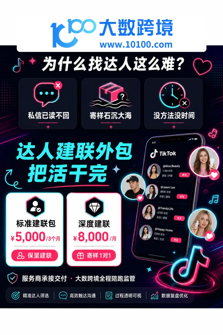 TK达人建联服务|达人筛选·建联执行·合作跟进