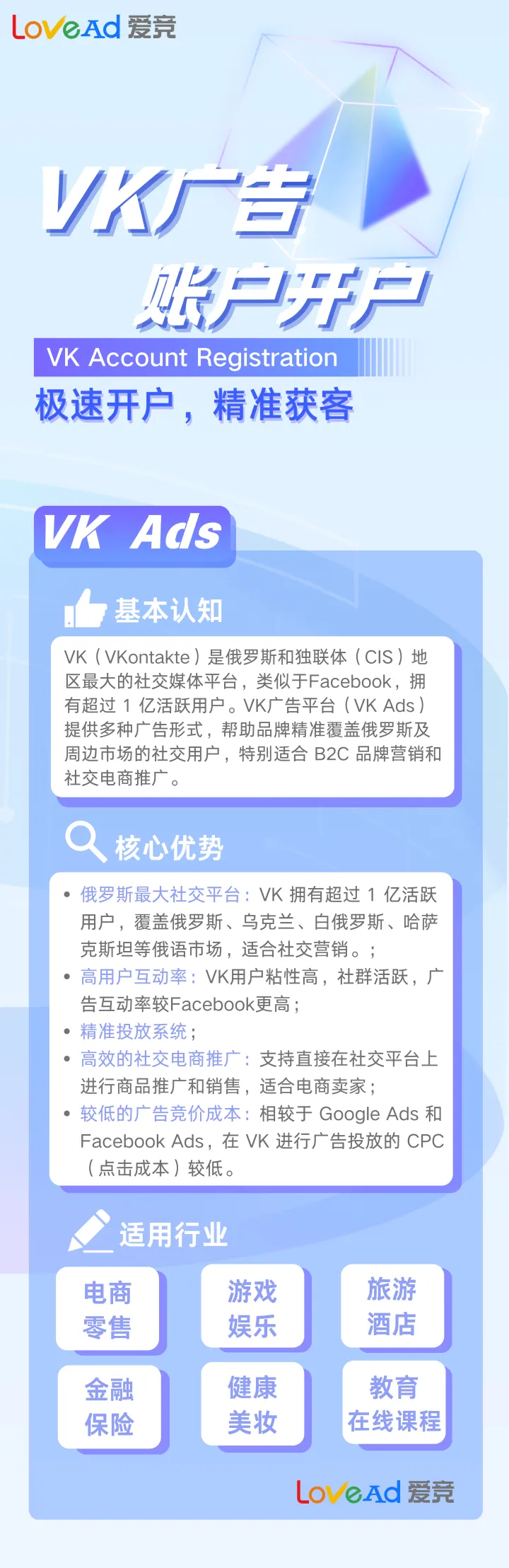 VK广告账户开户+代投