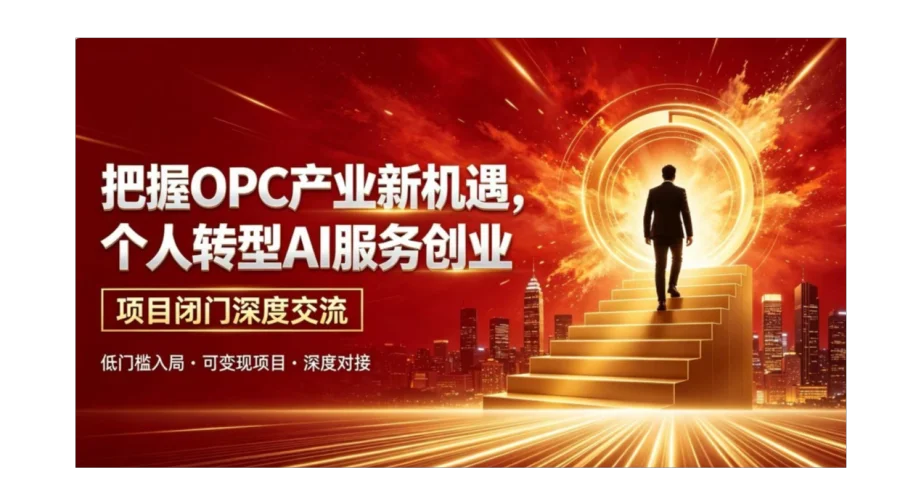 OPC 新商业风口，个人小成本掘金 AI 赛道，项目闭门研讨【南通】