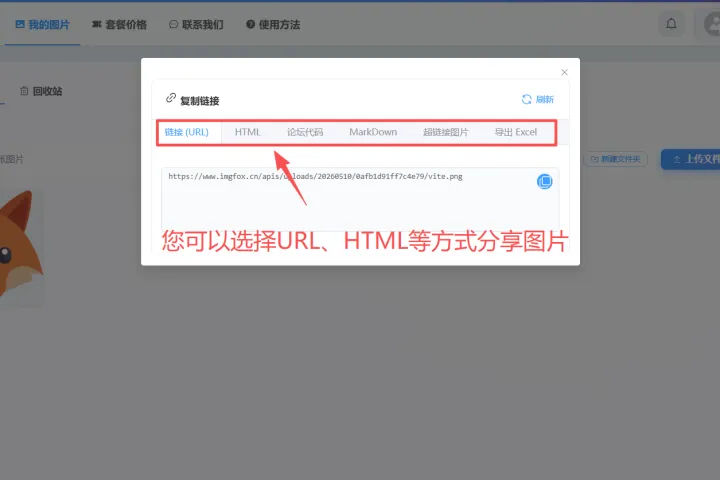 图片怎么转成链接？用 ImgFox 图床生成 URL、HTML 和 Markdown