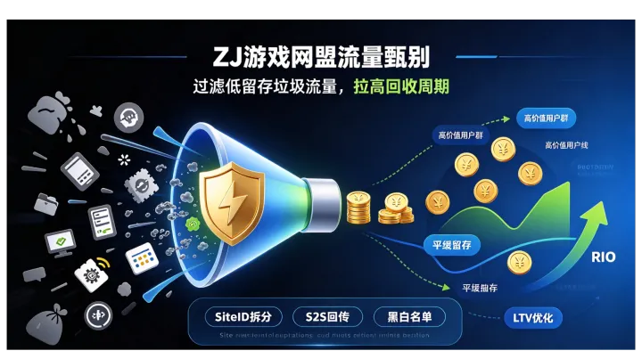 ZJ 游戏网盟流量甄别：如何过滤低留存垃圾流量、拉高回收周期