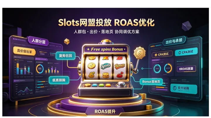 Slots 游戏网盟投放 ROAS 优化：人群包、出价、落地页协同调优方案