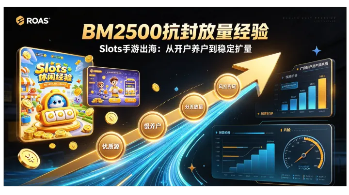 Slots 手游出海，facebook BM2500 开户抗封放量经验