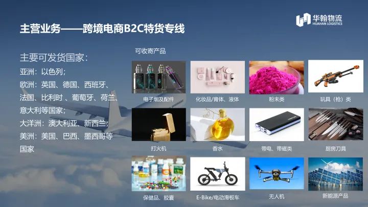 华瀚速递丨跨境电商特货 B2C 专线物流服务