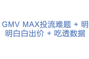 GMV MAX投流难题 + 明明白白出价 + 吃透数据