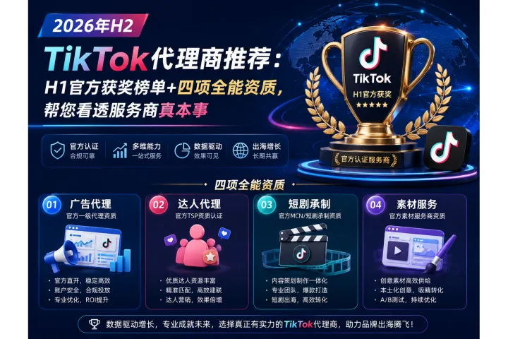 2026出海企业必修课：TikTok官方代理商“四项全能”资质解读与H1获奖榜单复盘