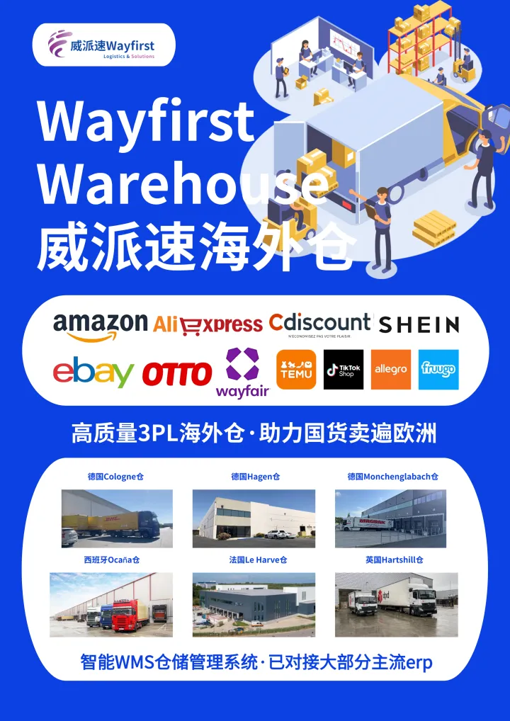 欧洲海外仓 | 威派速自营仓 · 全程可视 · 合规安全 · 支持Temu/Amazon/FBA换标
