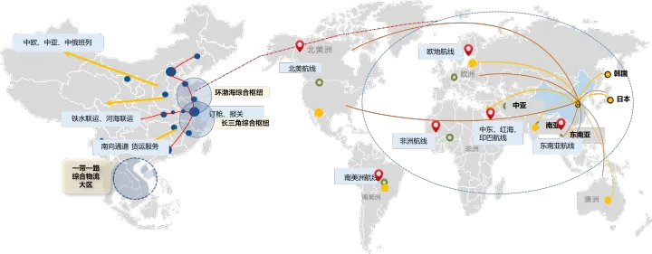 美加墨/欧洲/中东航线丨全球多式联运物流服务