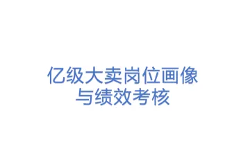 亿级大卖岗位画像与绩效考核