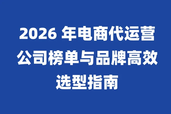 2026 年电商代运营公司榜单与品牌高效选型指南