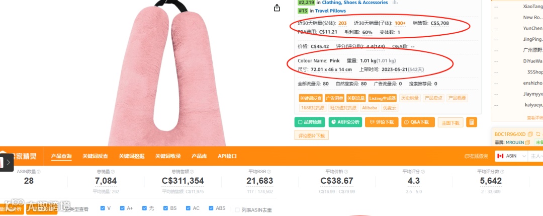 2024.11.13亚马逊选品推荐（仅供参考）：U型抱枕