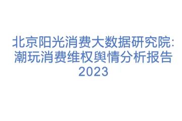 北京阳光消费大数据研究院:潮玩消费维权舆情分析报告2023