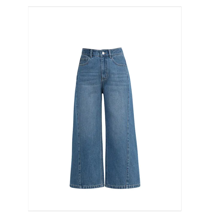 如果凉感天丝九分阔腿裤2025年夏季新中高腰宽松牛仔镰刀裤女8170