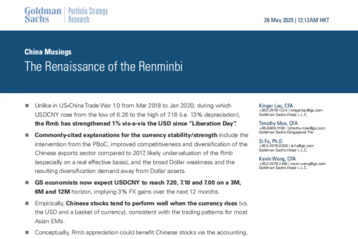 高盛GoldmanSachs：2025中国沉思人民币的复兴研究报告英文版