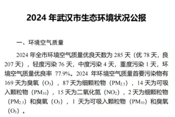 武汉市生态环境局：2024年武汉市生态环境状况公报（15页）