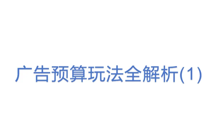 广告预算玩法全<em>解析</em>(1)