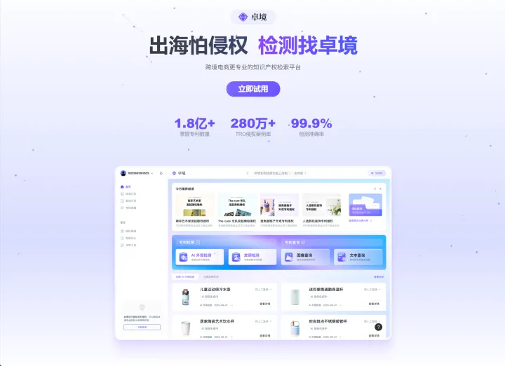 【卓境】跨境专利风险排查丨覆盖欧美等170多个国家