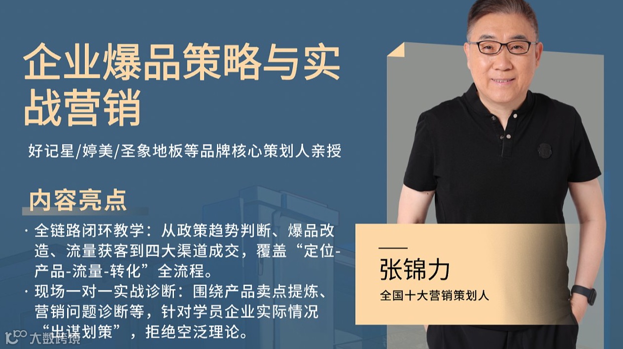 全国十大营销策划人张锦力——企业爆品策略与实战营销培训