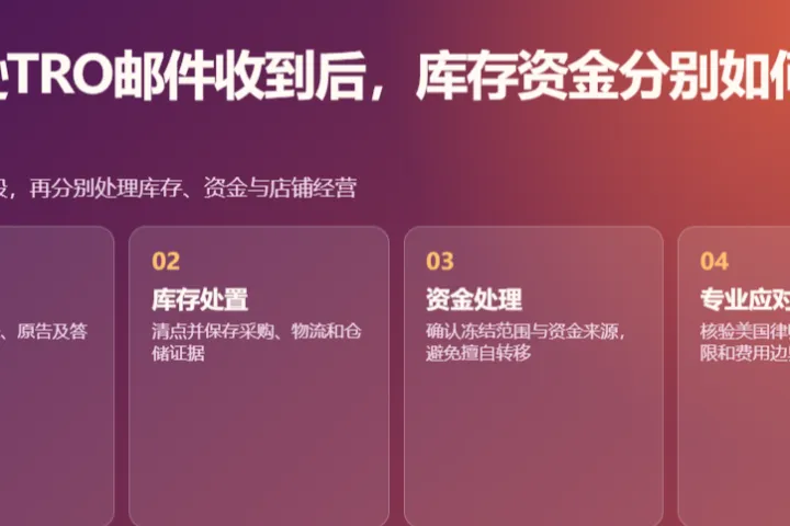 亚马逊 TRO 邮件收到后，库存资金分别如何处置