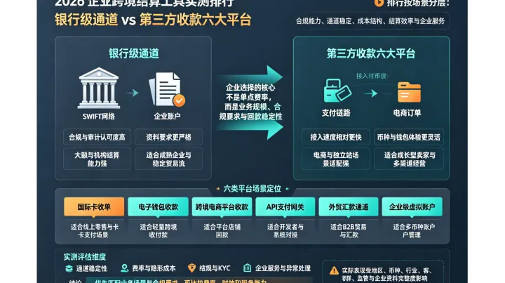 2026企业跨境结算工具实测排行：银行级通道 vs 第三方收款六大平台