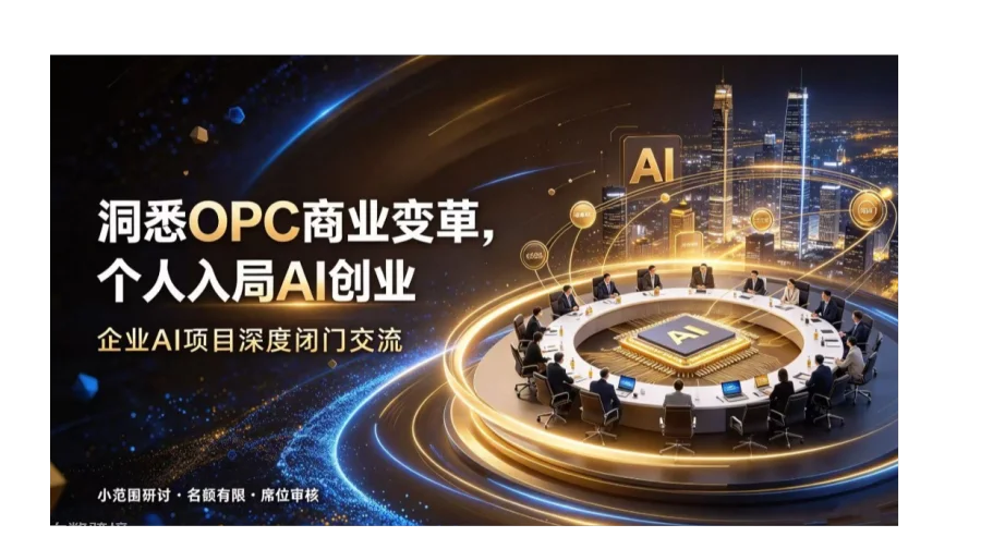 拆解 OPC 时代机会，个人开展 AI 创业，项目闭门深度交流【宁波】