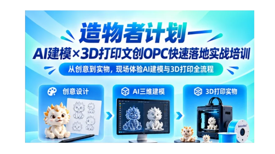 造物者计划——AI建模×3D打印文创OPC快速落地实战培训