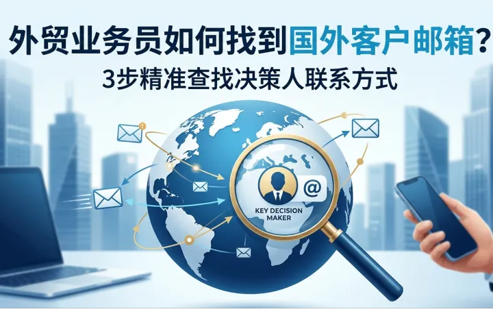 外贸业务员如何找到国外客户邮箱？3步精准查找决策人联系方式