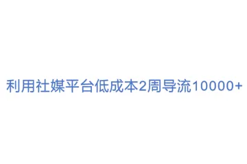 利用社媒平台低成本2周导流10000+