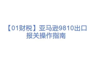 【01财税】亚马逊9810出口报关操作指南